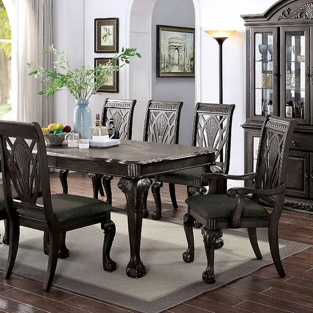 Petersburg Dark Gray Extendable Dining Table – 18″ Leaf for Expandable Surface