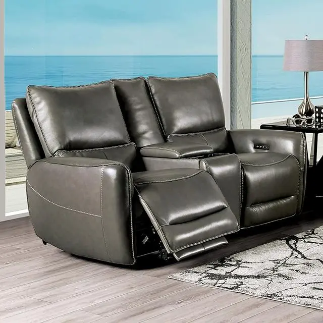 Phineas Gray Power Loveseat – Dual-Motor Reclining Two-Seater Sofa