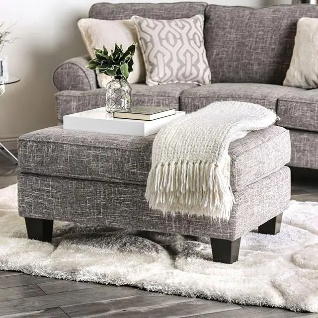 Pierpont Gray Fabric Ottoman – Matching Lounge Accent Piece