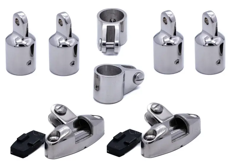 Pivot-Style Stainless Steel Bimini Top Fitting Kit for Marine Canopy and Sprayhood Systems