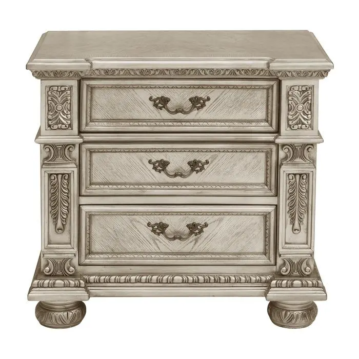 Platinum Gold Catalonia 3-Drawer Nightstand for Modern Bedrooms (1824PG-4)