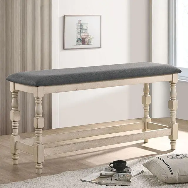 PLYMOUTH Counter-Height Bench – Wooden Seat with Metal Legs