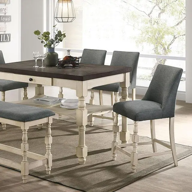 PLYMOUTH Counter-Height Dining Table – Rustic Wood Finish