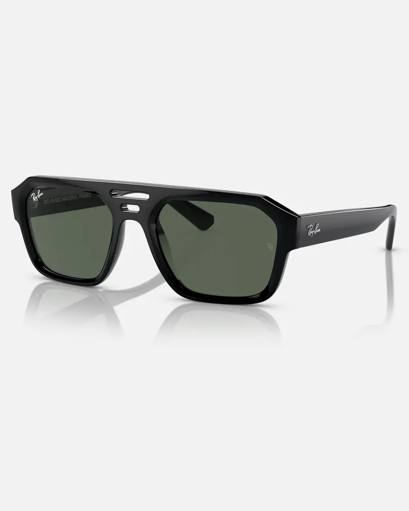 Polished Black and Dark Green Corrigan Eco Sunglasses