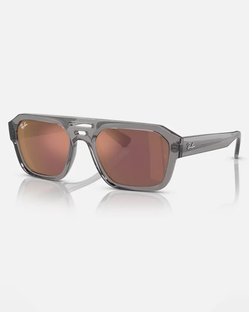 Polished Transparent Grey and Dark Violet Corrigan Bio-Based Sunglasses