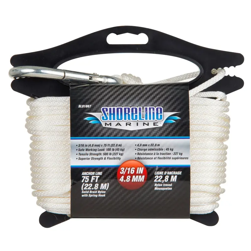 Propel Nylon Dock Anchor Line for Kayaks – 3/16″ Diameter, 75-Foot Length
