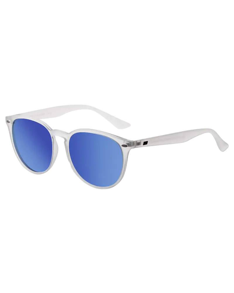 Racoon Polarised Sunglasses – Satin Crystal Grey with Blue Mirror Lenses