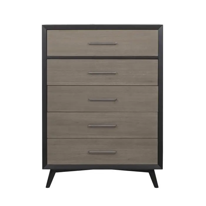 Raku 5-Drawer Tall Chest in Neutral Gray – Vertical Storage Solution
