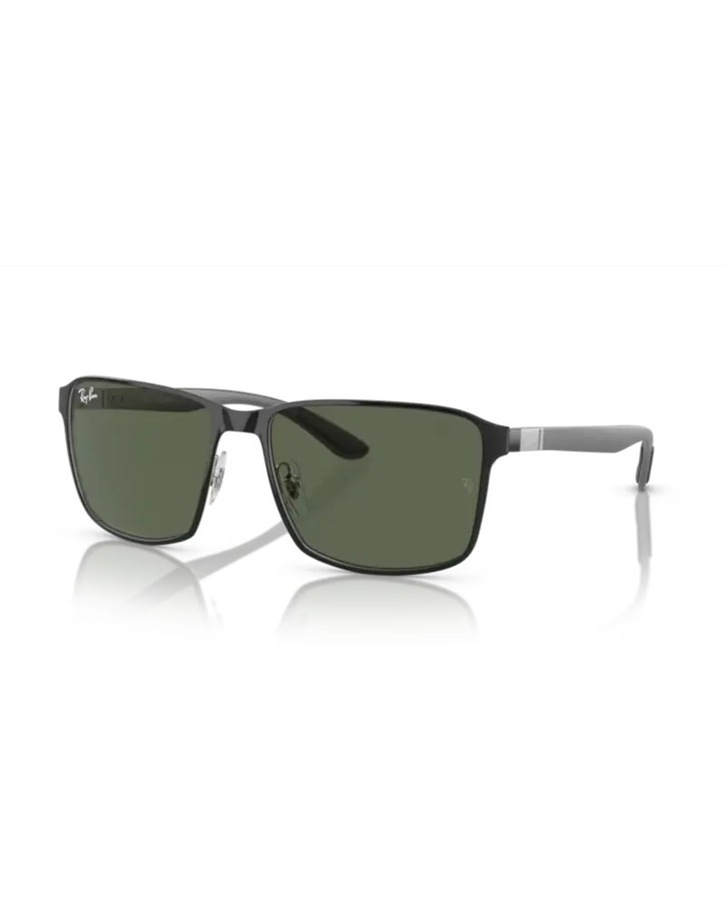 Ray-Ban RB3721 Sunglasses – Sleek Black-on-Silver Metal Design