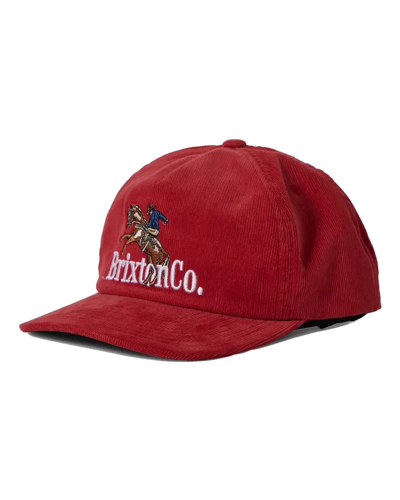 Red Inwood Snapback Cap with Curved Brim