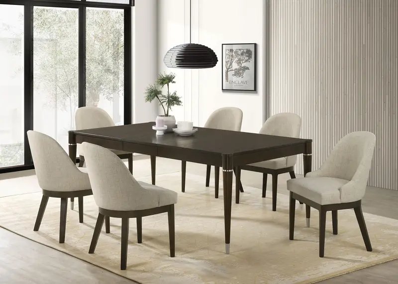 Reseda Coordinated Dining Set Featuring Table and Four Upholstered Chairs