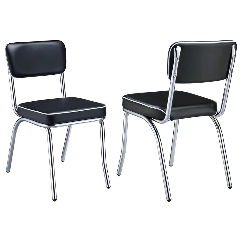 Retro Dining Side Chair with Molded Seat and Chrome Legs