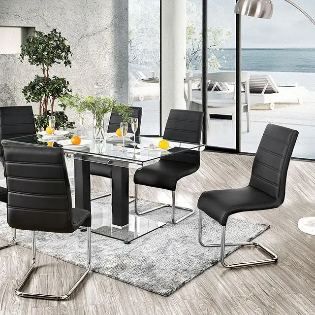 Richfield Dining Table – Black Frame with Chrome Accents