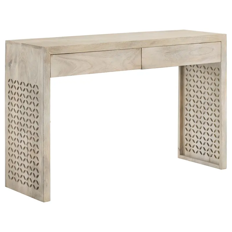 Rickman Narrow Console Table with Solid Wood Top and Black Metal Base