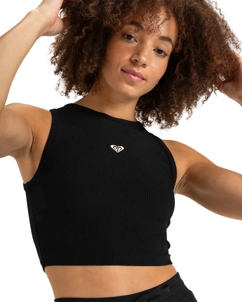 Rise & Vibe Crop Top – Anthracite Modern-Fit Sleeveless Top