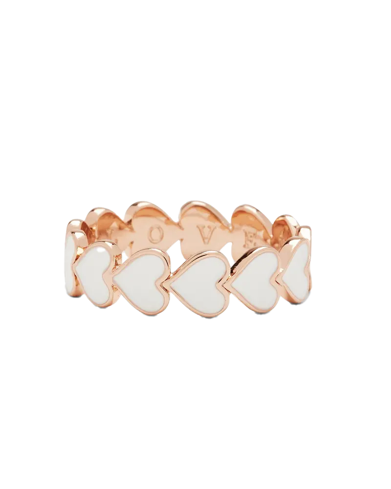 Rose Gold Love Heart Ring with Enamel Detail
