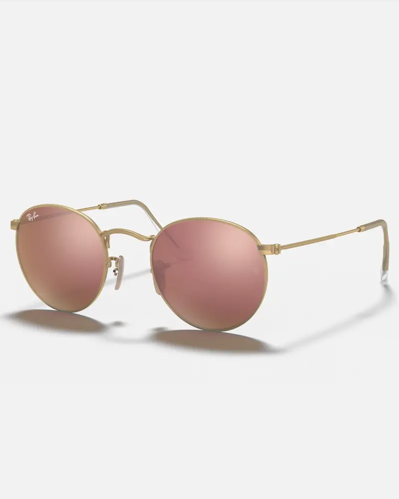 Round Flash Lens Sunglasses in Matte Gold with Copper Reflective Coating