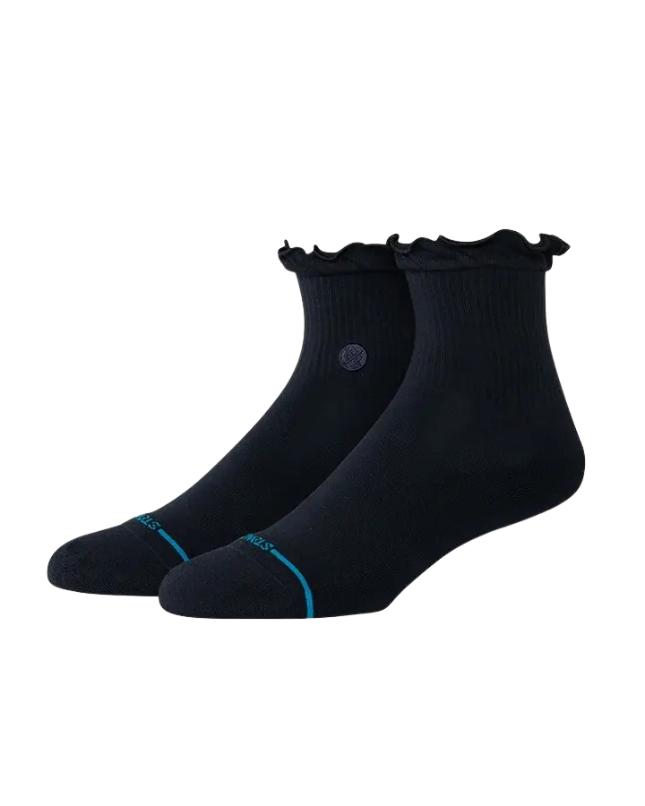 Ruffle Icon Crew-Style Quarter Socks – Jet Black