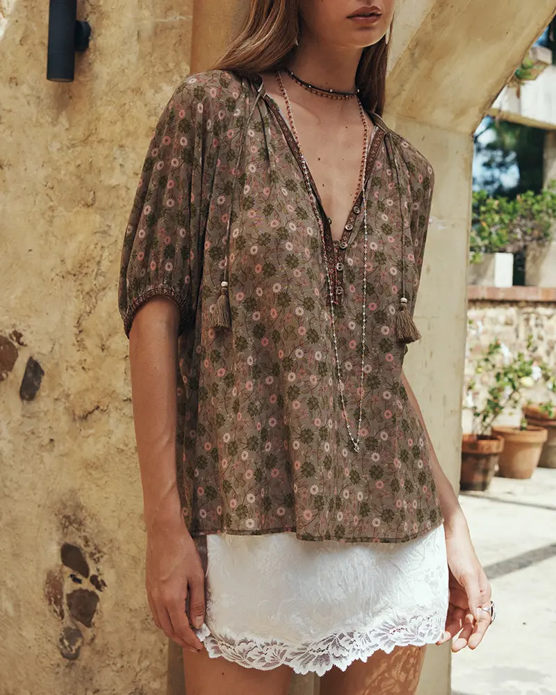 Sage Swan Lake Button-Front Shirt