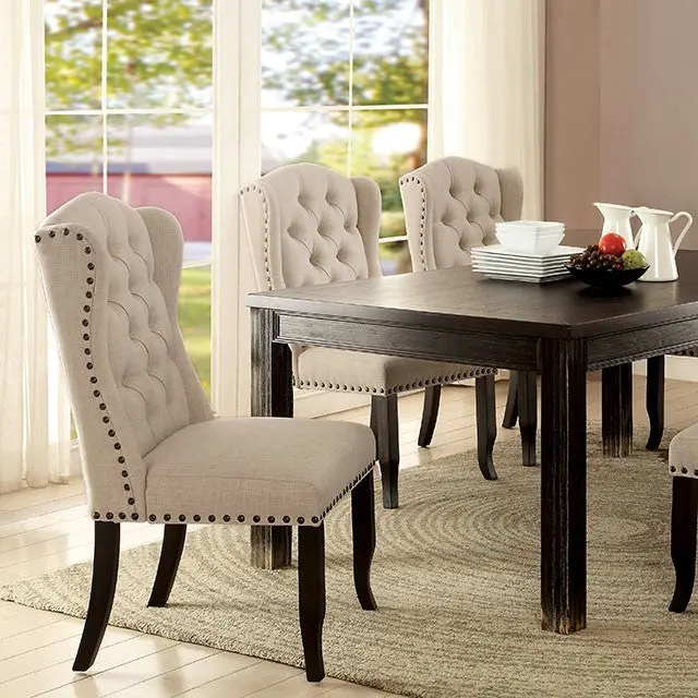 Sania 7-Piece Black Finish Dining Set