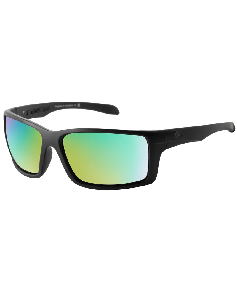 Satin Black and Green Knuckle Polarized Sunglasses