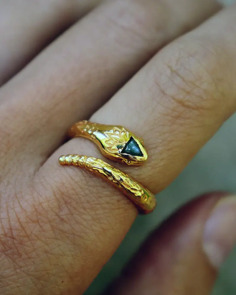 Serpent-Inspired Ring – Gold-Plated Brass Band