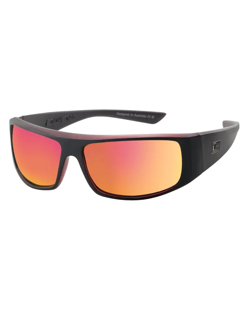 Sharky Polarized Sunglasses – Satin Black & Red Fusion Mirror