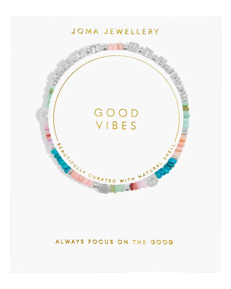 Silver Good Vibes Charm Bracelet – Positive Energy Accessory