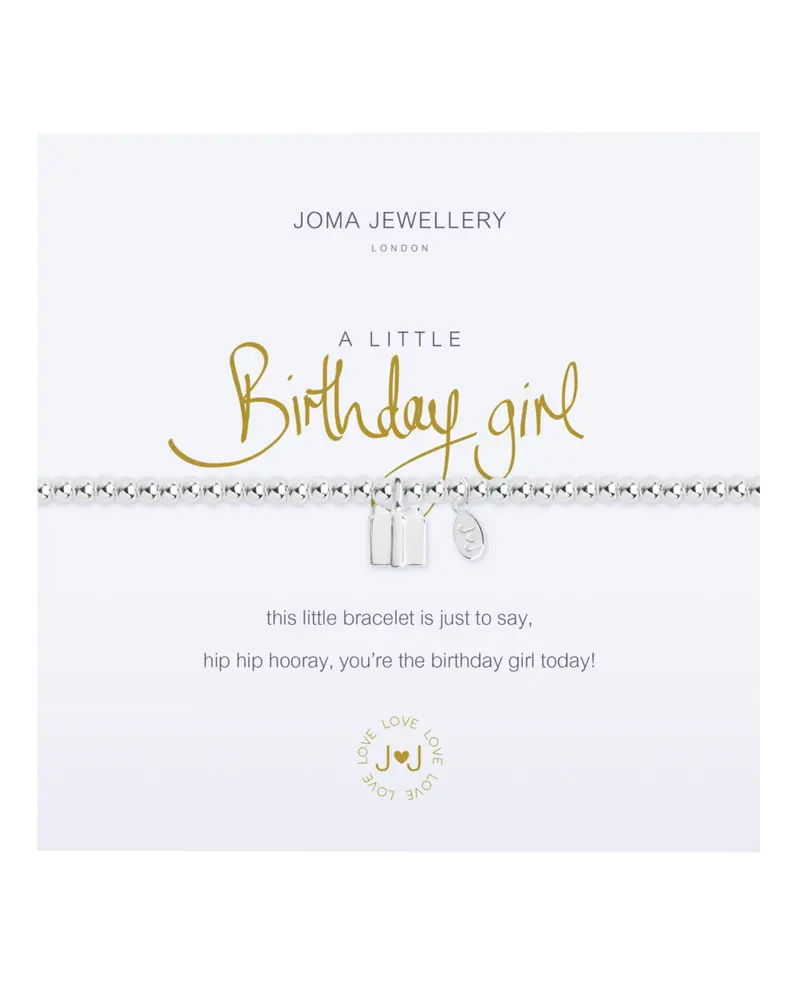 Silver Little Birthday Girl Charm Bracelet