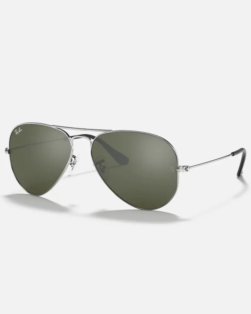 Silver-Tone Aviator Metal Sunglasses