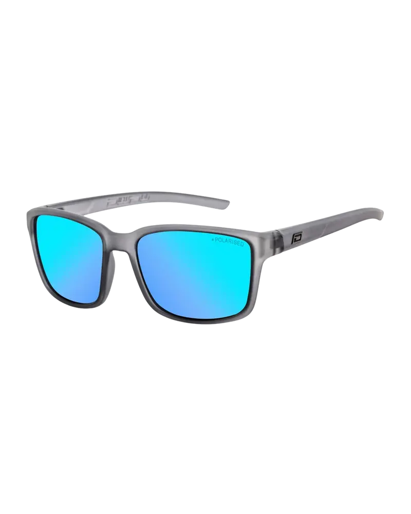 Slay Polarized Sunglasses – Grey/Ice Blue Mirror Lens with Satin Crystal Black Frame