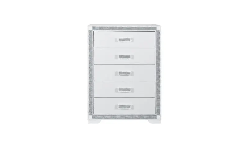 SOLEIL White 5-Drawer Chest – Compact Vertical Storage Solution