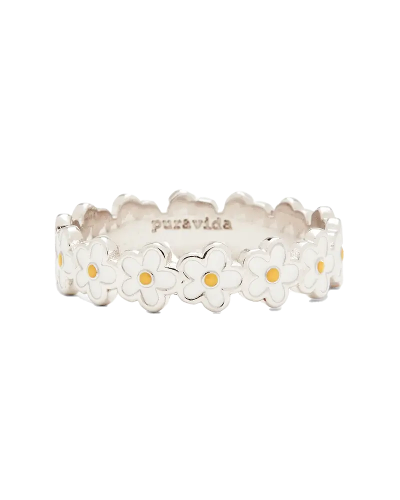 Sterling Silver Painted Blooms Ring