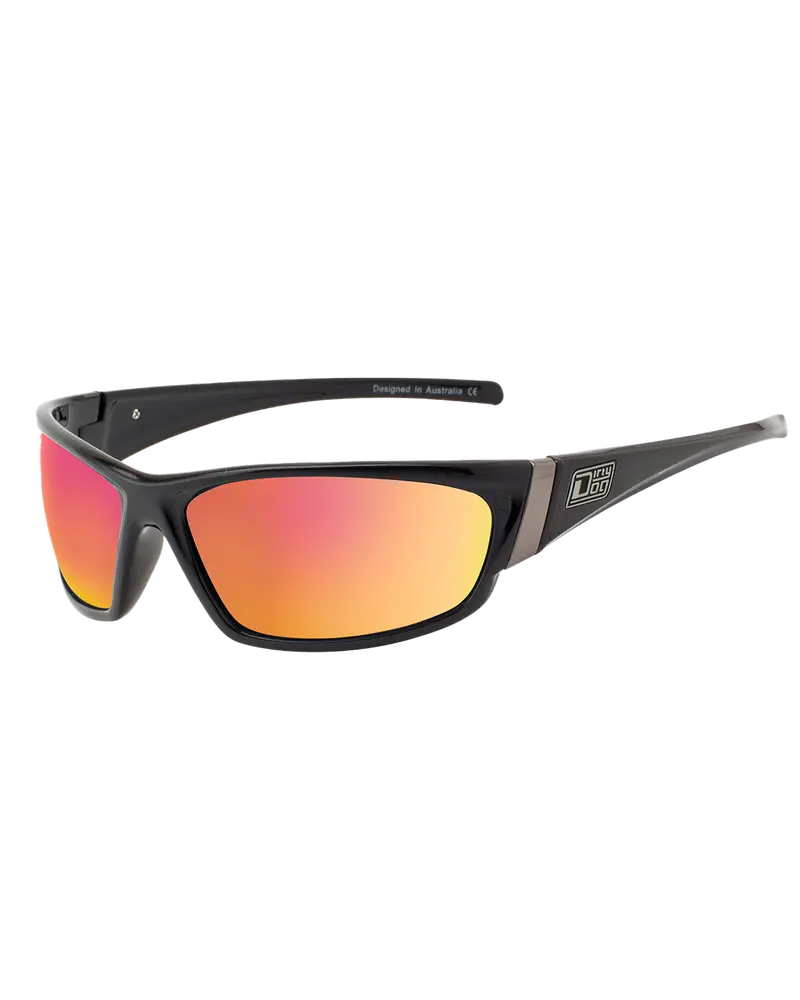 Stoat Polarized Sunglasses – Black Frame with Grey-Red Gradient Lens