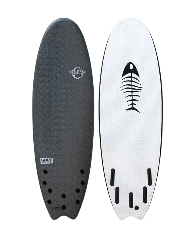 Surfworx Proline Code Black Softboard – 5’10”, Five-Fin Black Design