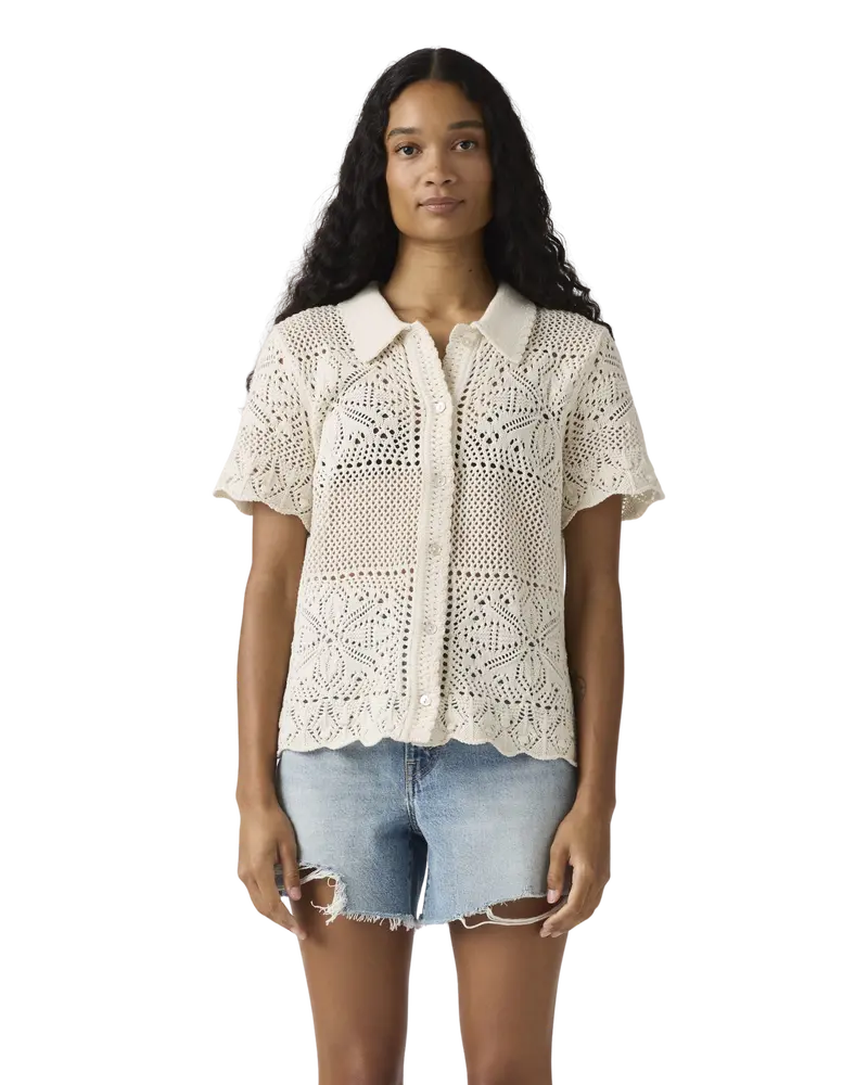 Susanna Floral Crochet Shirt – Egret Hue