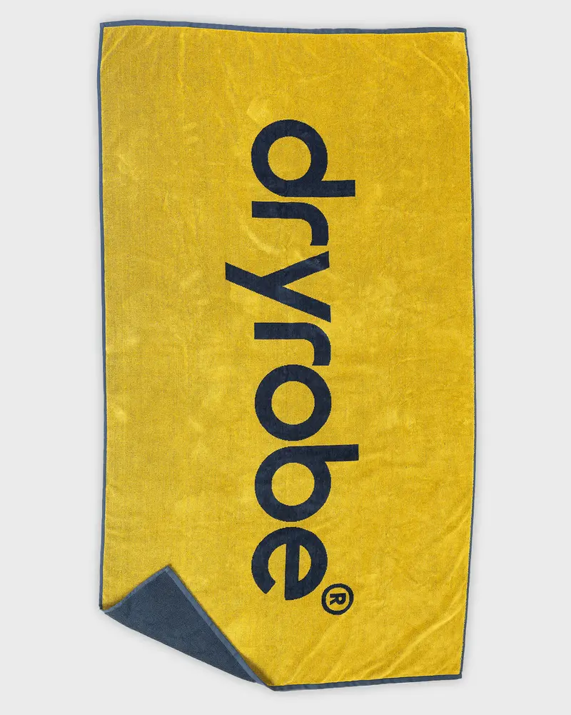 Sustainable Organic Beach Towel in Yellow and Charcoal Grey