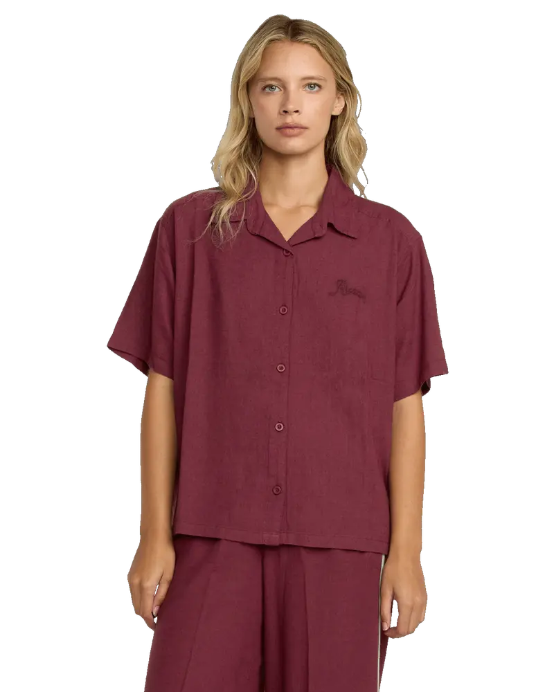 SYD Wine Stripe Shirt – Casual Button-Up with Textured Weave