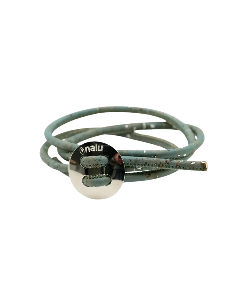 Teal and Silver Cork Button Bracelet