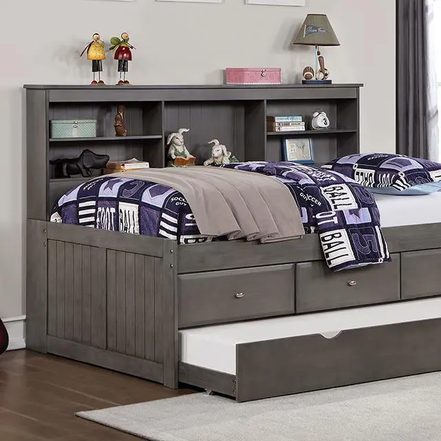 TIBALT Full-Sized Upholstered Daybed with Pull-Out Trundle – Dark Gray