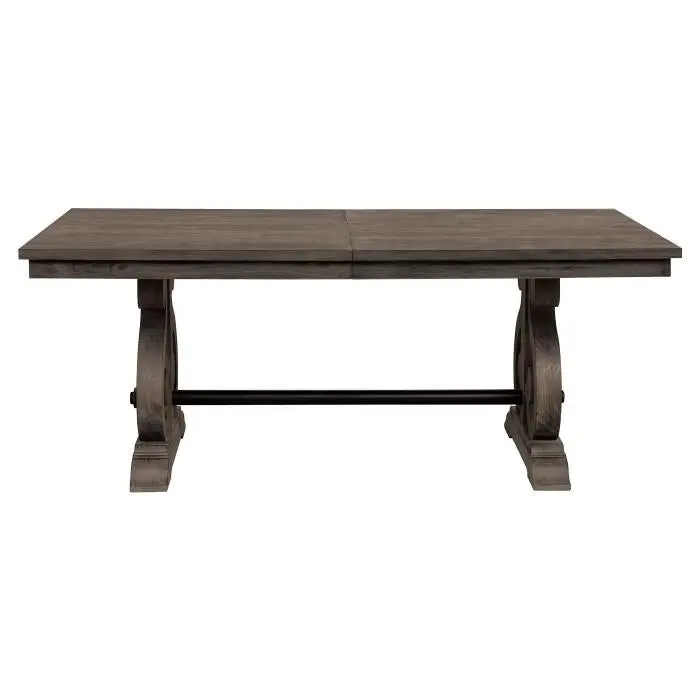 Toulon Dark Pewter Rectangular Dining Table – Solid Wood Top with Sleek Base