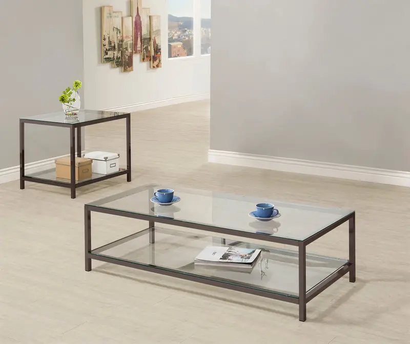 Trini Mid-Century Coffee Table Set (Table + 2 Ottomans)