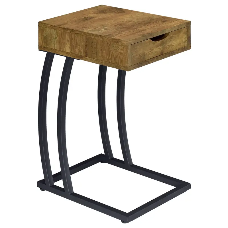 Troy Round Metal and Wood Side Table