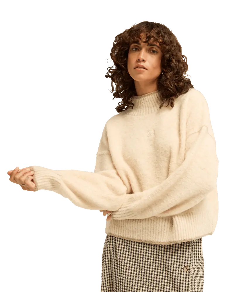 True Love Textured Knit Jumper – White Cap