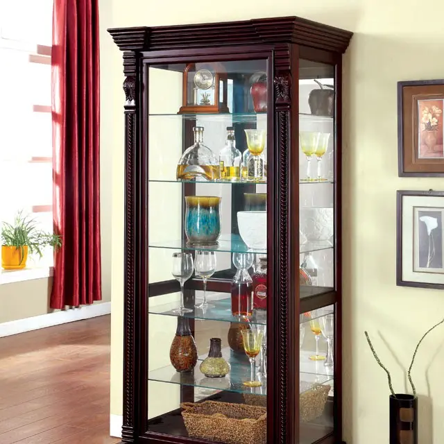 Tulare Dark Cherry Glass-Door Curio Cabinet