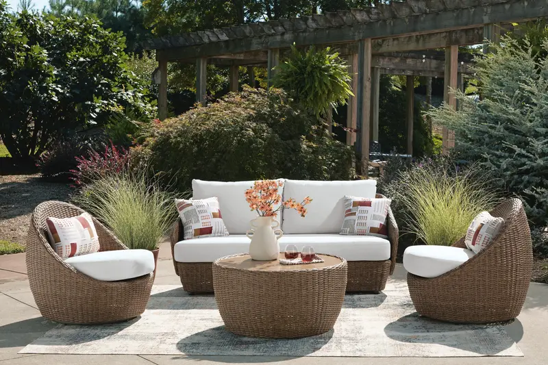 Two-Piece Outdoor Seating Set with All-Weather Wicker and Cushioned Seats
