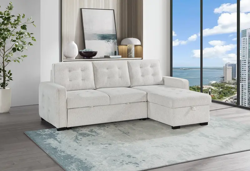 U0707 Chalk White Reversible Sofa Bed