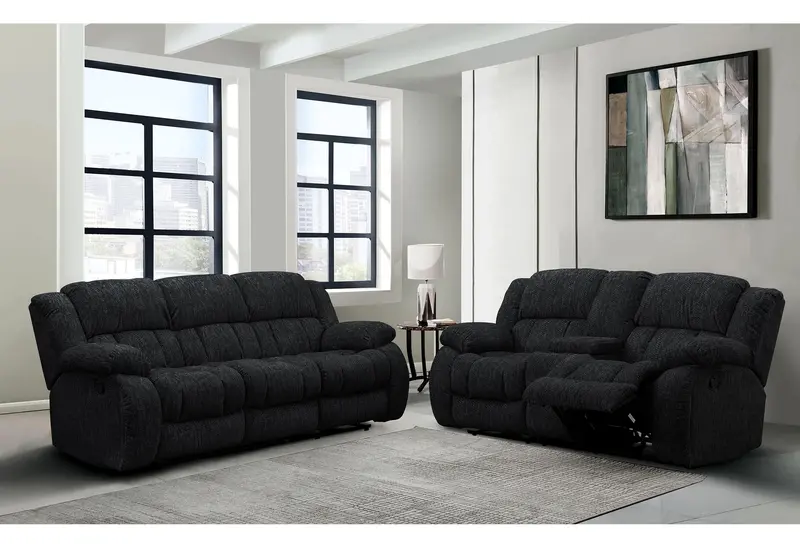 U250 Ebony Reclining Sofa and Console Loveseat Bundle
