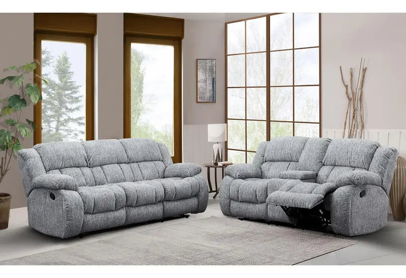 U250 Grey Reclining Sofa and Console Loveseat Bundle
