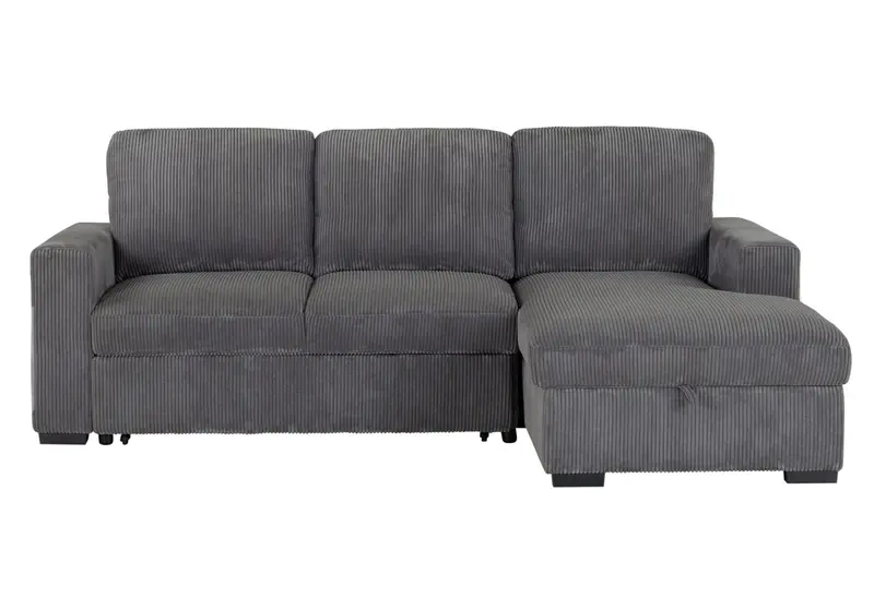 U2660 Grey L-Sectional Sofa with Pull-Out Sleeper Function